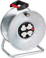Kabelrolle Metall  leer bis 50 m-Kabel 4 Steckdosen