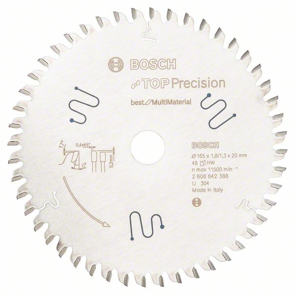 Kreissägeblatt HM 165X20X2,6 / 48 Z TOP PRECISION MULTIMATERIAL