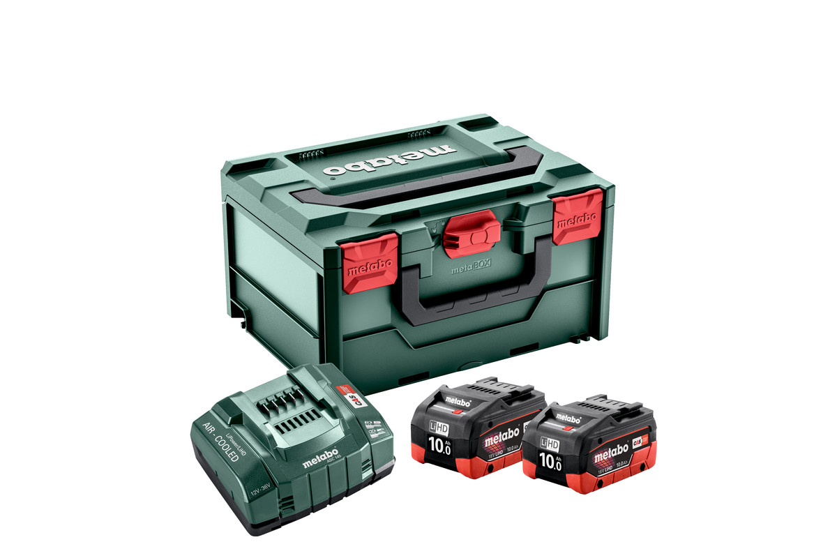 Akku-Basisset 18Volt 10Ah LiHD/ METABOX 2x Akku 10Ah, 1x Ladegerät ASC 145