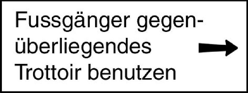 10.029 Zusatztafel EG Grösse cm: 40/20, Text: Fussgänger gegen