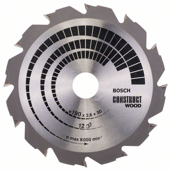 Kreissägeblatt HM 190X30X2,6 / 12 Z CONSTRUCT WOOD