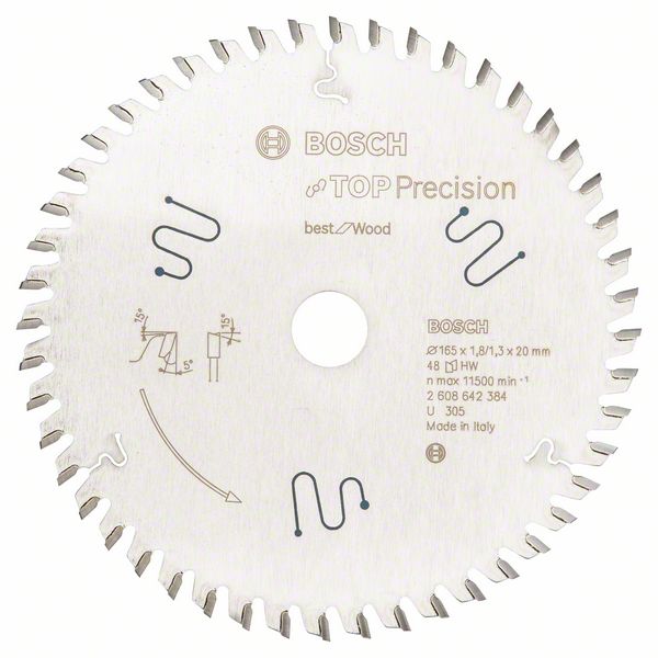 Kreissägeblatt HM 165X20X2,6 / 48 Z TOP PRECISION WOOD