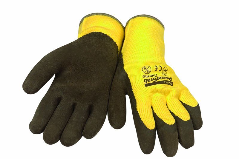 Rohgummihandschuhe POWERGRAB Thermo Gr.10 braun MicroFinish  (VE-12)