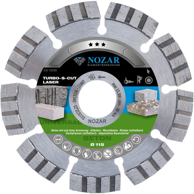 Nozar Dia-Scheibe Turbo Cut P 150mm Beton, Natur + Kunststein, Dachziegel