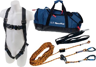 Saverline Höhensicherungsgerät mit 25mm- Länge 7 m, mit Karabiner, winkelhaken EN