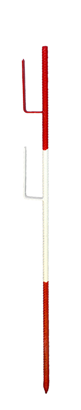 Lattenpfahl rot-weiss 2 Lattenhalter offen 150 cm lang