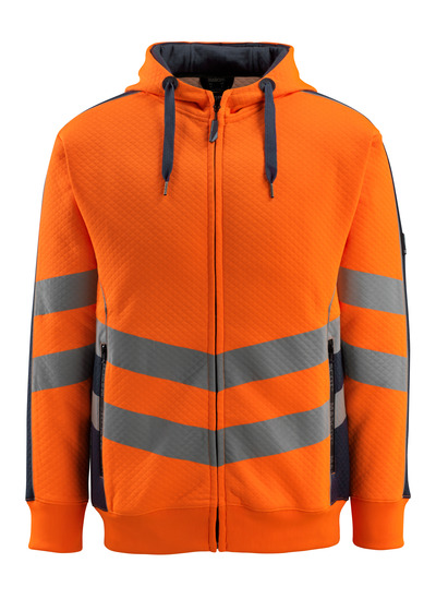 Kapuzenpulli Corby mit Waffelstruktur Gr. XL  Hi-Vis-Orange/Schwarzblau