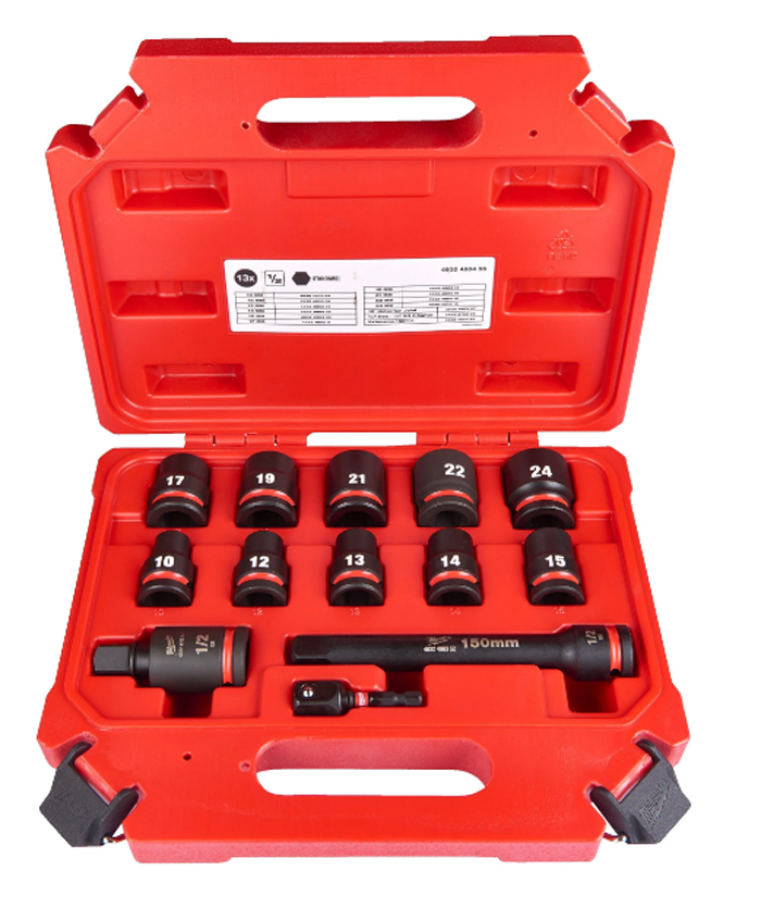 MILWAUKEE Schlagnuss-Set 1/2" Kurz, 13-t