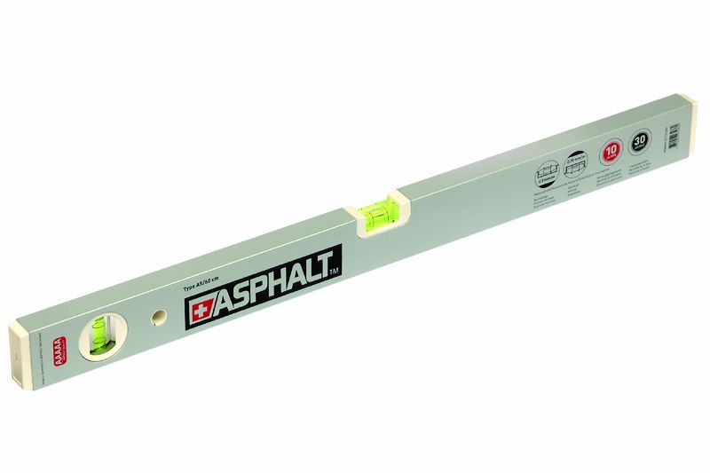 ALU-WASSERWAAGE "ASPHALT" A5  /   40 CM SILBER, MESSTOLERANZ 0,5MM/M