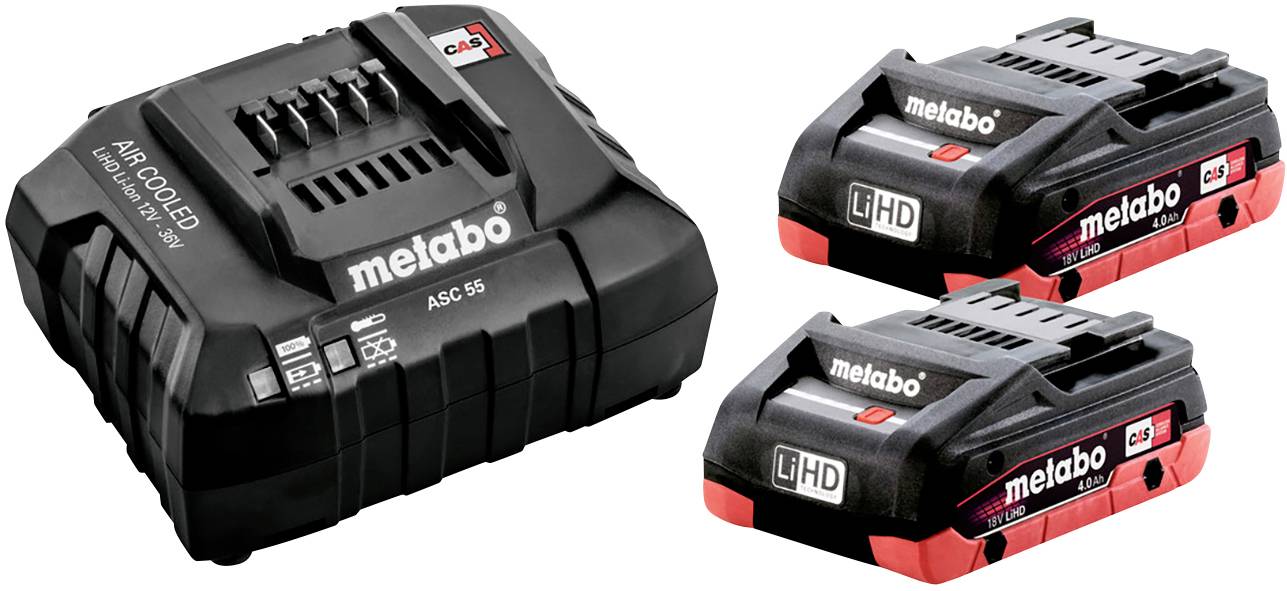 Akku-Basisset 18V 4.0Ah in METALOC Black 2x Akku 4.0Ah, 1x Ladegerät