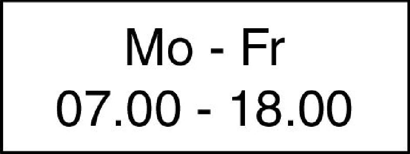 ZUSATZTAFEL 40/20 MO-FR 07.00-18.00 ersetzt durch 780945100