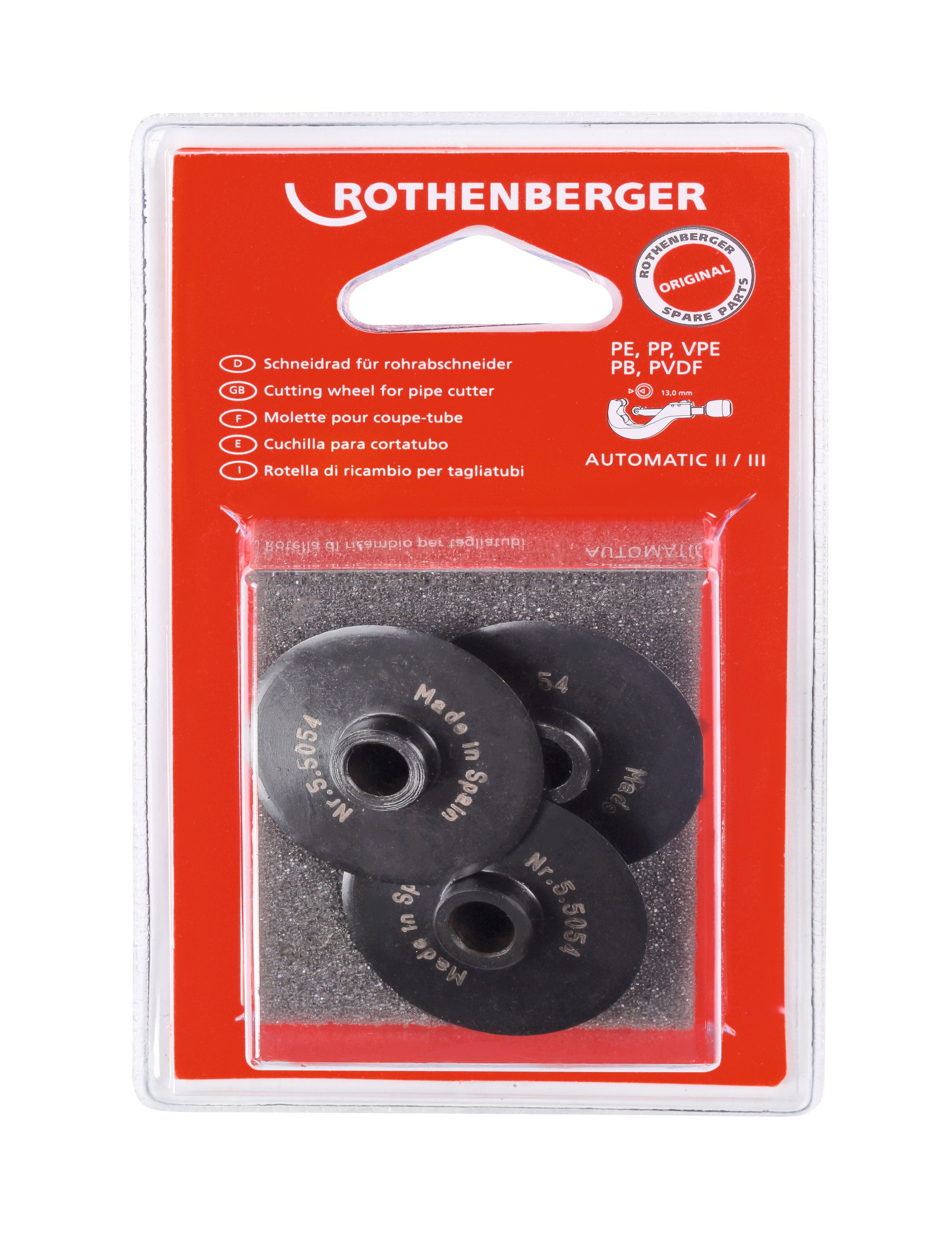 ERSATZ-SCHNEIDRAD (5 STK) ROTHENBERGER Cu, Ms, Al, Fe (dünnwandig)