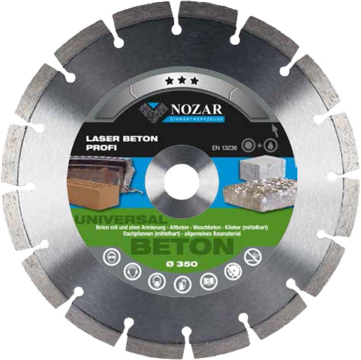 Nozar Dia-Scheibe Laser Beton Profi 300 Bohr. 25.4mm, Beton, Beton arm., Univers