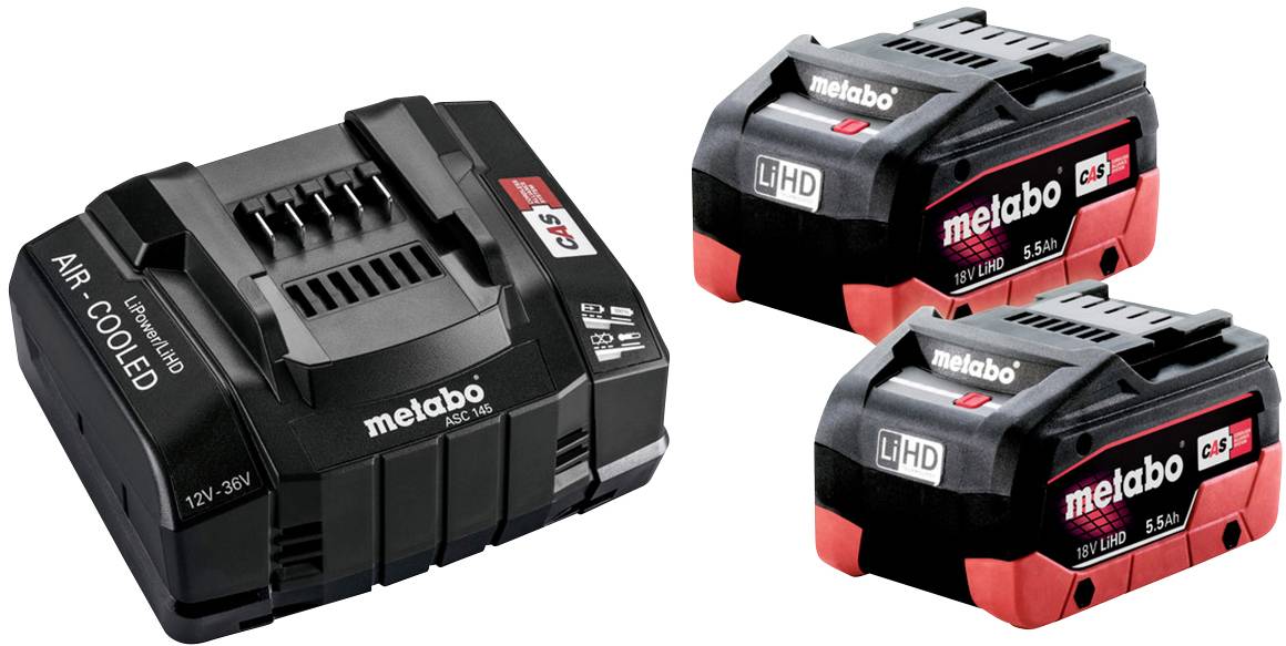 Akku-Basisset 18V 5.5Ah in METALOC Black 2x Akku 5.5Ah, 1x Ladegerät