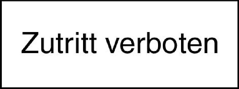 10.115 Zusatztafel Grösse cm: 40/20, Text: Zutritt verboten