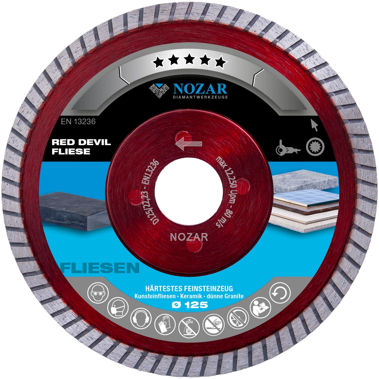 Nozar Dia-Scheibe Red Devil Fliese 115mm Fliese, Feinsteinzeug, Granit, Marmor